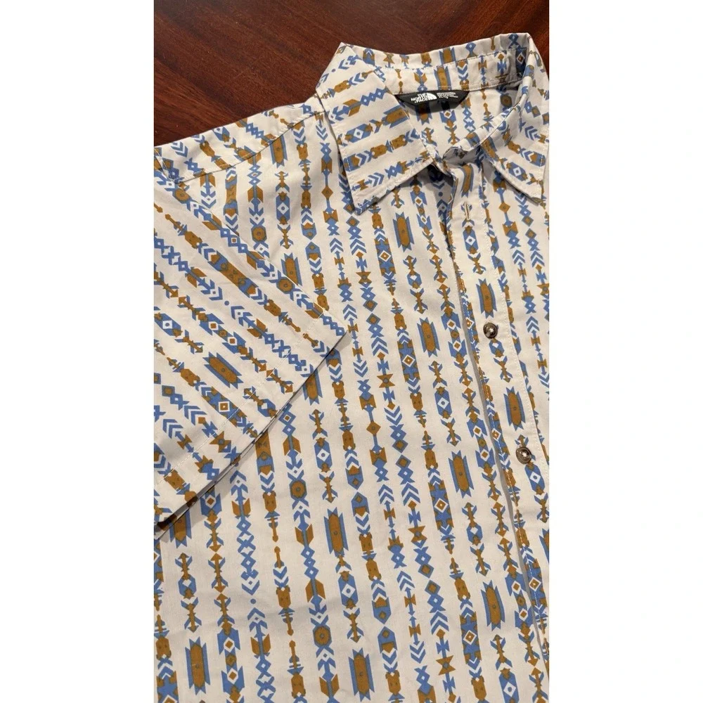 The North Face Mens XL Button Up Shirt Aztec Southwestern Geometric Short Sleeve